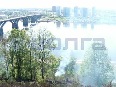 Сухостой тушили пожарные на откосе около Молитовского моста