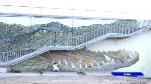 Перед ремонтом подпорной стенки Канавинского моста соскоблили знаменитое граффити крокодила