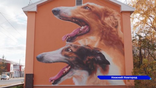 Новое граффити с русскими борзыми появилось на улице Культуры