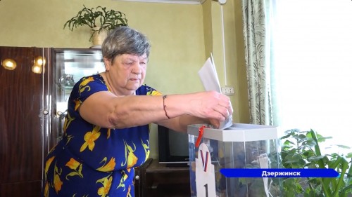 В Дзержинске люди старшего поколения голосуют на выборах президента РФ на дому