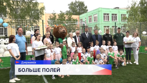 Сразу три новых футбольных поля открылись в детсадах Дзержинска