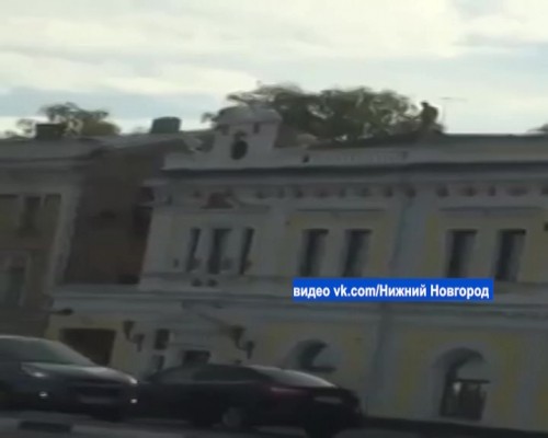 В центре Нижнего Новгорода обнаженный мужчина кидался кирпичами с крыши дома 